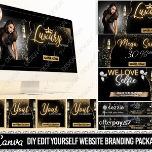 BEAUTY WEBSITE BANNER, Diy Web banner, Shopify Banners, Slide Show Banners, Wix website template, web banner template for lip gloss, hair image 1
