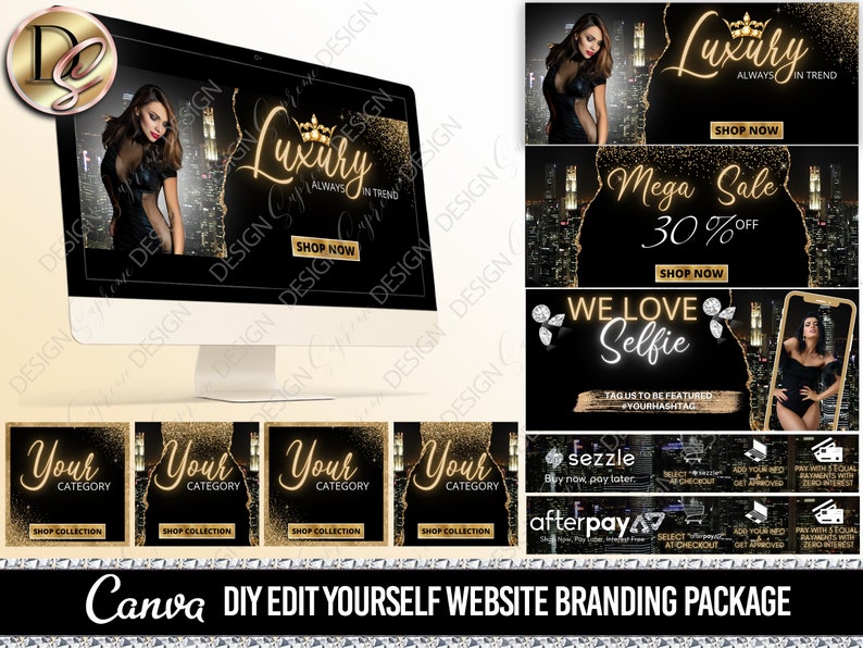 BEAUTY WEBSITE BANNER, Diy Web banner, Shopify Banners, Slide Show Banners, Wix website template, web banner template for lip gloss, hair image 1