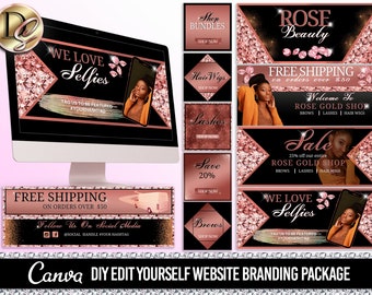 BEAUTY WEBSITE BANNER, Diy Web banner, Shopify Banners, Slide Show Banners, Wix website template, web banner template for lashes, hair