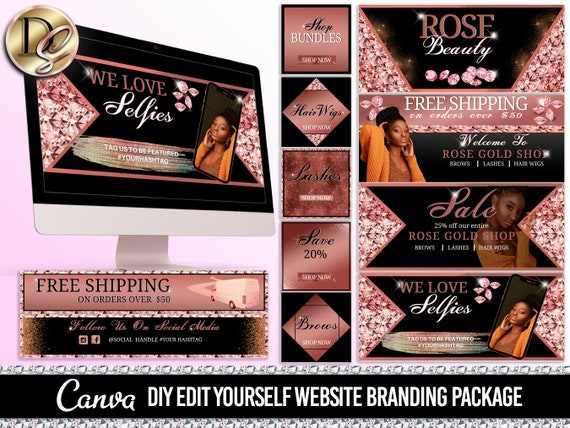 BEAUTY WEBSITE BANNER, Diy Web banner, Shopify Banners, Slide Show Banners, Wix website template, web banner template for lashes, hair