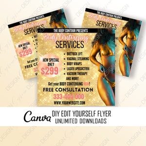 DIY BODY CONTOURING flyer, Body Sculpting Flyer, Body Contour Flyer, Instagram Social Media Template, Body Spa Flyer Media Flyer,Class Flyer