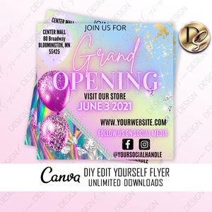 DIY Grand Opening Flyer, Instagram flyer template live, Editable Social Media Post, Shop Opening Flyer Design, Beauty Hair Lash Boutique hr