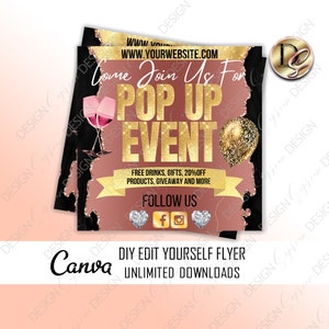 EDITABLE Pop shop flyer, Sip and shop flyer, Boutique flyer Template, Grand Opening Boutique Invitation, Shopping Event Sales Announcement