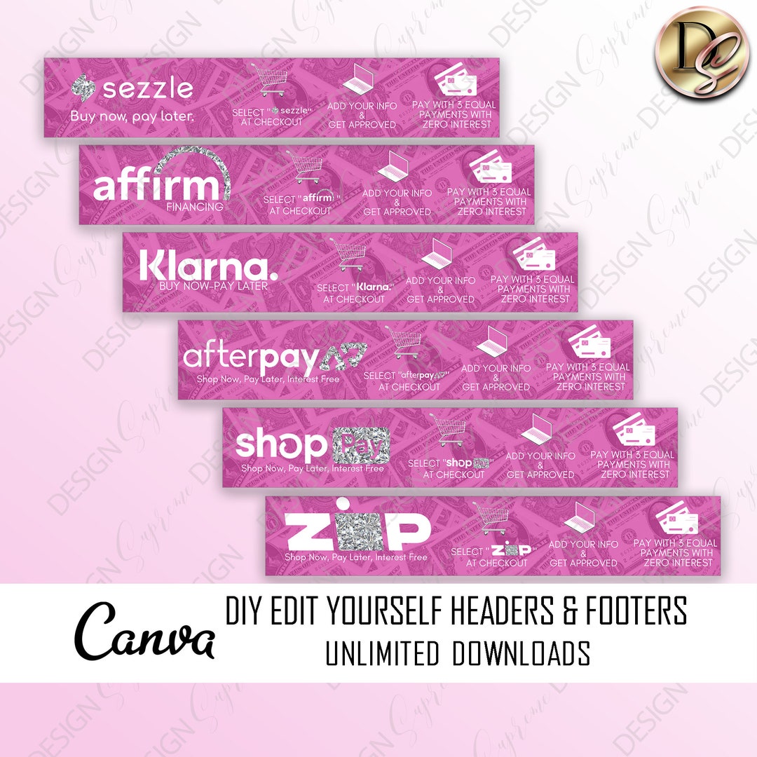 PAYMENT BANNERS Template Afterpay Sezzle Klarna Quadpay Etsy