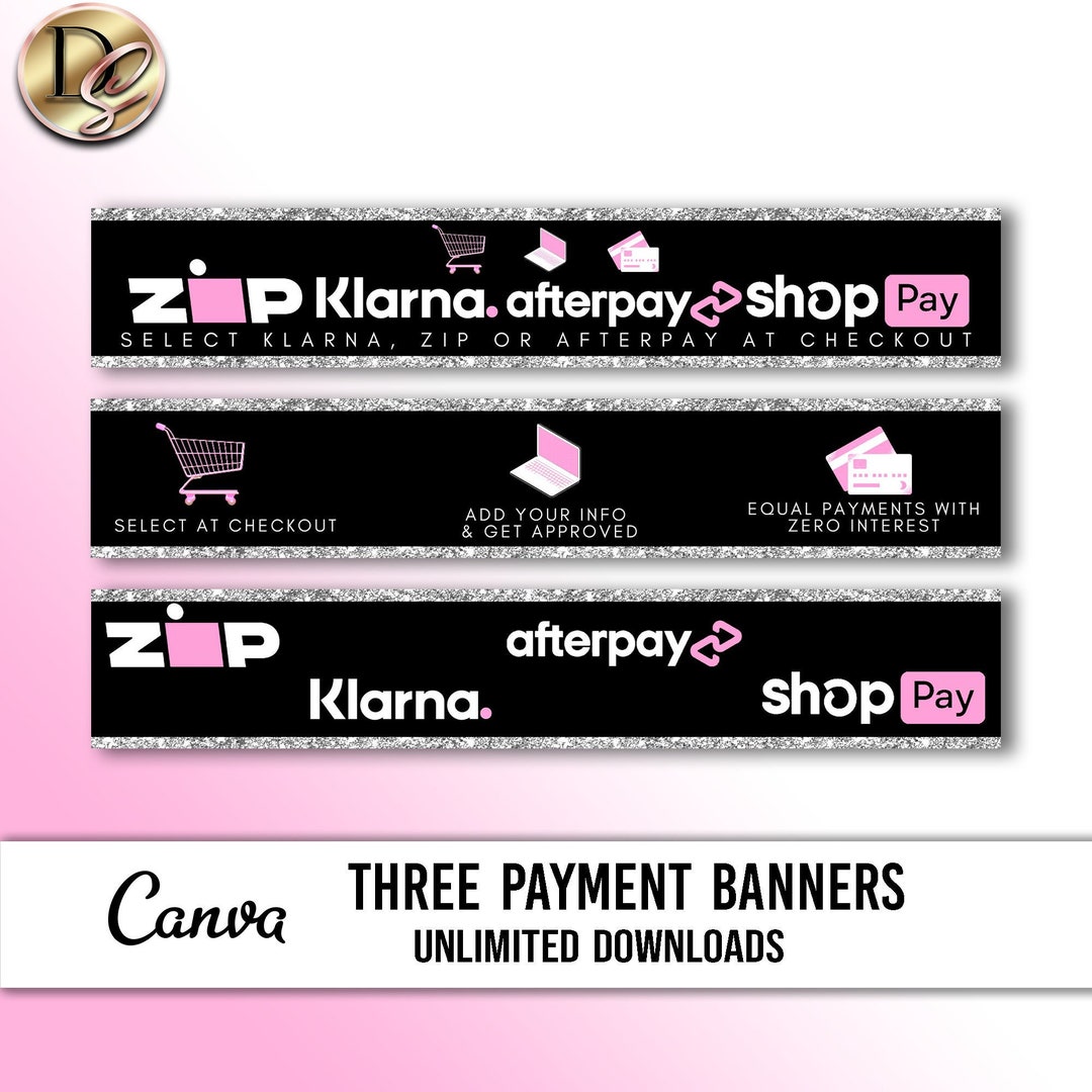 PAYMENT BANNERS Template, Afterpay, Sezzle, Klarna, Quadpay, Header