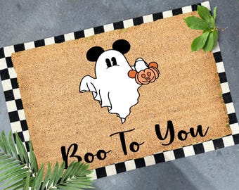 Mickey Ghost Coir Doormat, Boo To You, Halloween Disney Decor