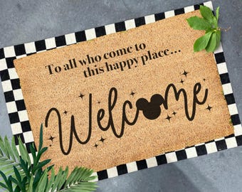 Disney Welcome Doormat, Coir Mickey Decor, Housewarming Gift