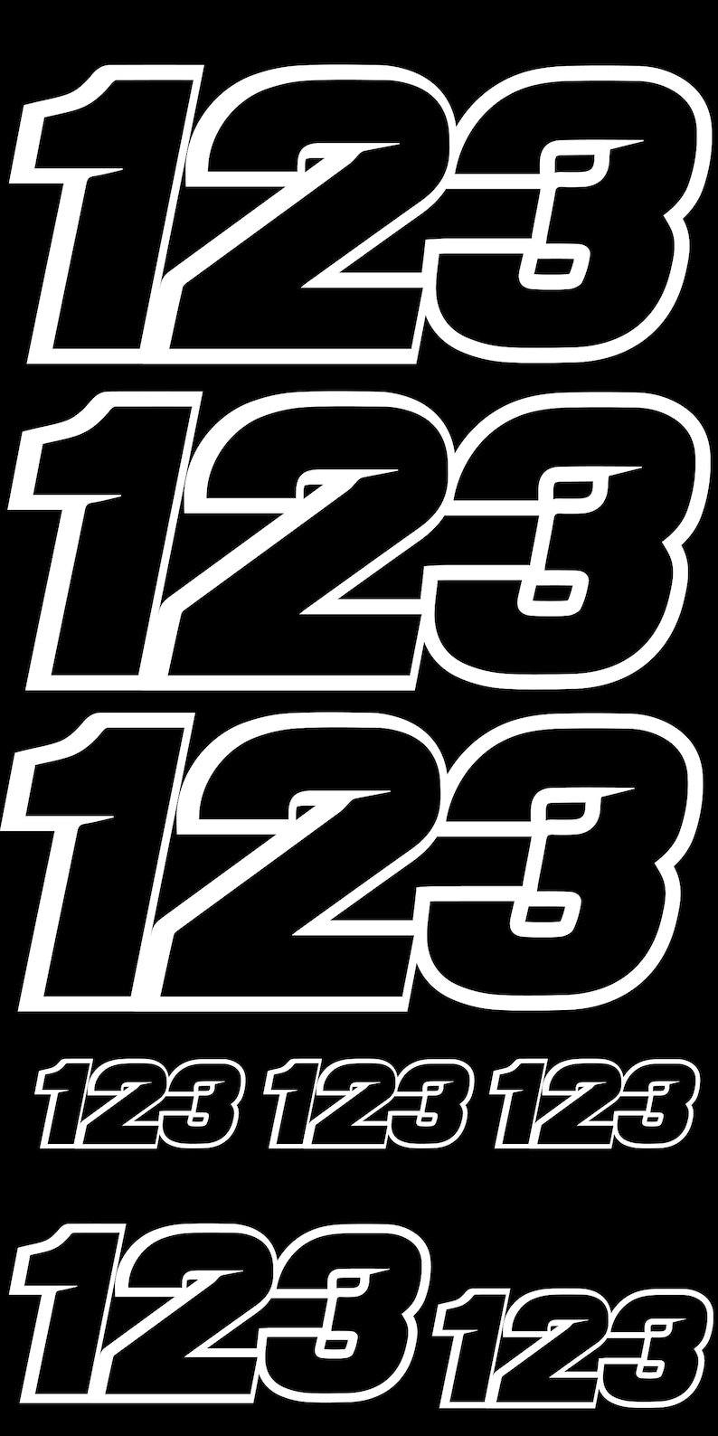 MOTOCROSS CONTOUR CUT Numbers, Motocross Graphics, Dirt Bike Number Kit