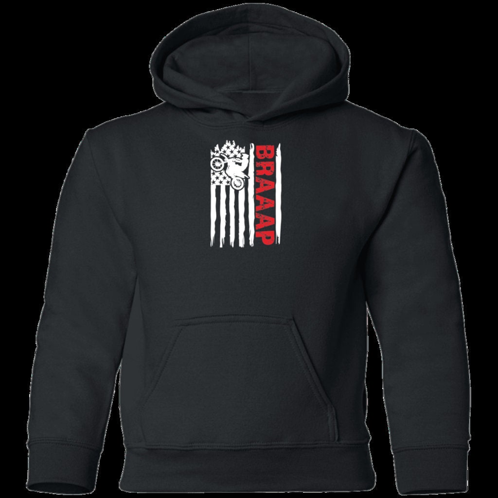thumbnail image 2 of JUST RIDE BRAAAP! Motocross Hoodie - Custom Personalized Navy Blue Sweatshirt 2 of 13
