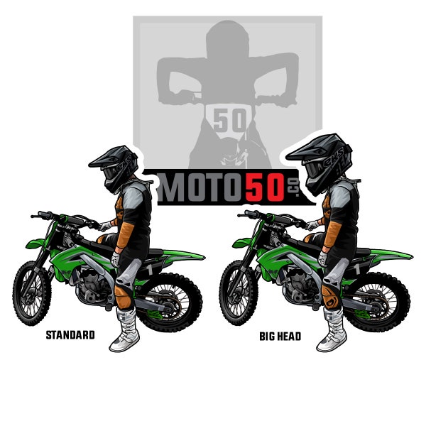 Digital Photo Cartoon Personalized Photo Customized Gift for Son Dad Motocross Cartoon Birthday Gift