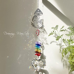 Cute Mushroom Crystal Suncatcher | Cottagecore Decor | Mushroom Decor| Rainbow Maker | Aesthetic Room Decor | Christmas Gift| Car Charm Gift
