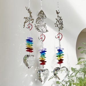 Cute Cottagecore Crystal Suncatcher | Cottagecore Decor | Deer Decor | Mushroom Decor| Rainbow Maker | Aesthetic Room Decor | Christmas Gift