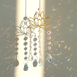 Sparkling Meditation Decor / Chakra Room Decor / Calm Corner Decor / Lotus Crystal Suncatcher / Boho Decor / Mother Day Gift