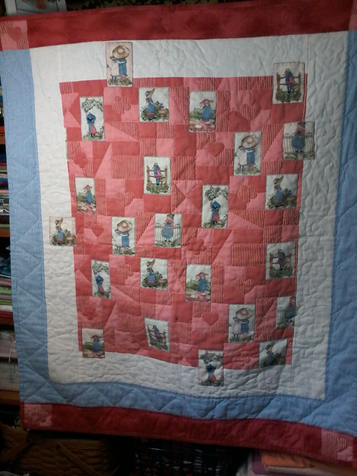 Vintage Handmade Holly Hobbie Quilt 42 x 35 FREE Etsy
