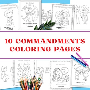 10 Commandments Coloring Pages for Kids, Printable Bible Activity Sheets, Sunday School Crafts, Fun Learning, Personal and Commercial Use
