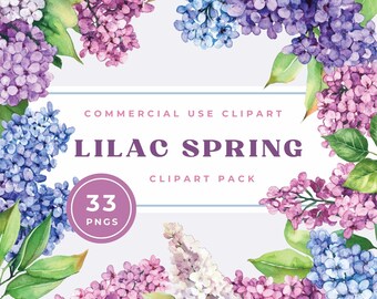 Watercolor Lilac Clipart - Spring Floral Arrangements - Digital Download for Invitations - Commercial Use