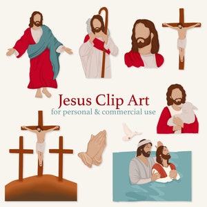 Jesus Clip Art | Christian Clip Art | Bible Poster Art | Commercial Use Religious Clip Art | PNG SVG EPS Clip Art | Digital Download