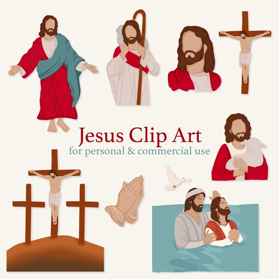 Jesus Clip Art | Christian Clip Art | Bible Poster Art | Commercial Use Religious Clip Art | PNG SVG EPS Clip Art | Digital Download