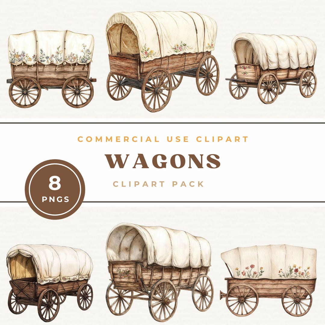 Covered Wagon Clip Art, Western Cowboy PNG, Digital Download, Wild West Graphics, Vintage ...