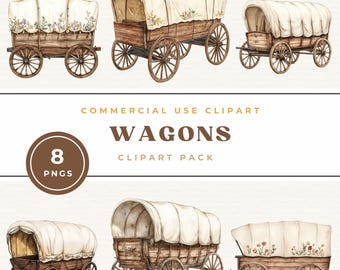 Imágenes prediseñadas de carreta cubierta, vaquero del oeste PNG, descarga digital, gráficos del lejano oeste, ilustración vintage para manualidades