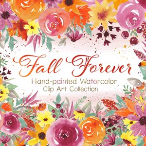 Clip Art de Design Floral em Aquarela Fall Forever | Clip Art para Uso Comercial Gratuito