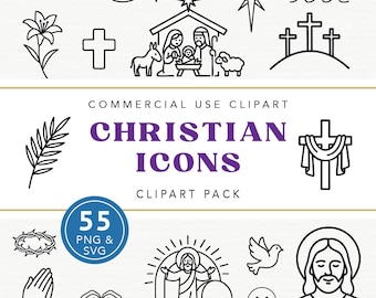 Christian Icon Clip Art, Printable Religious Art, Digital Download for Faith-Based Crafts and Decor, PNG and SVG, Commercial Use