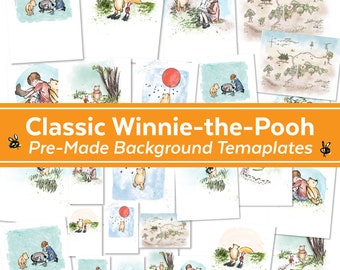 Klassieke vooraf gemaakte Winnie de Poeh-achtergrondsjablonen | Maak je eigen Winnie de Poeh-printables | Achtergrondsjablonen voor commercieel gebruik