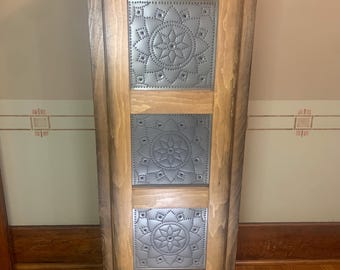 Handcrafted Magnolia Cabinet, Rustic Solid Wood Cabinet with Punched Tin