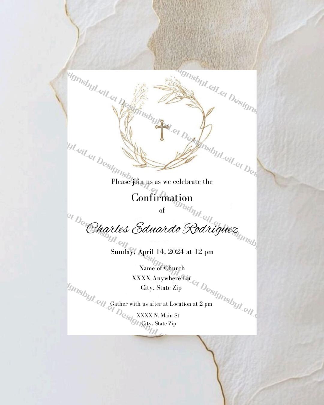 Customizable Confirmation Forms Customizable Confirmation Ceremony Invitation - Etsy