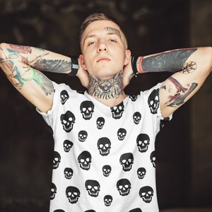 Skulls All Over Print Unisex T-shirt, Horror Shirt, Skulls Shirt, Death Skulls Shirt