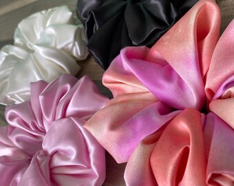 Big and small scrunches silk,satin, and cotton hair band