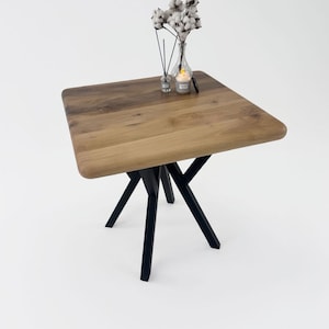 Square Walnut Tabletop with Round Herringbone Edges