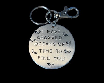Dracula Quote Keychain - Metal Stamped - Handmade - Bram Stoker - I Have Crossed Oceans of Time