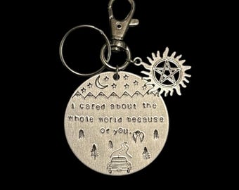 Supernatural Castiel Inspired Keychain | Dean Winchester | Hand Stamped | Handmade | Metal Stamped | Destiel