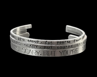 Hollanov Heated Rivalry/ Hockey Rivals Romance Inspired Cuff Bangle Bracelets Yes, it’s scary, but you’re brave - Hockey Lovers Gift