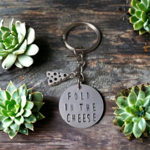Schitts Creek Inspired Metal Stamped Keychain | Handmade | Cheese | David Rose | Moira Rose