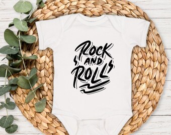 Baby Onesie®. Rock & Rolls. Prezenty na baby shower. Urocze ubranka dla niemowląt. Body z dżerseju dla niemowląt. Rock On. Onesie® z krótkim rękawem. Modne. Unisex.
