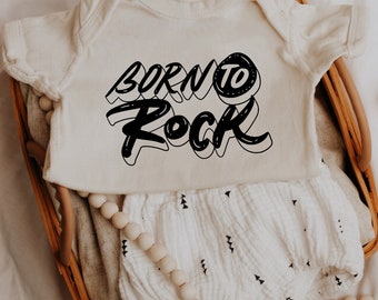 Baby Onesie®. Born to Rock. Rock & Roll Baby. Prezenty na baby shower. Urocze ubranka dla niemowląt. Body niemowlęce typu Rib Body. Krótki rękaw Onesie®. Unisex.
