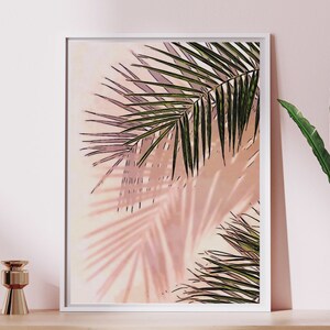 Pink Leaf Wall Decor. Boho Leaf Art. Minimalist Print. Abstract Print. Pink Wall Art. Illustration. Mid Century Modern. Wall Decor. Digital