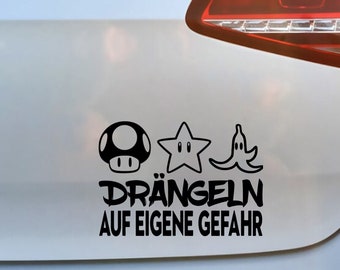 Push at your own risk Mario Death Level Up 1+ Sticker Car Sticker Gift Idea