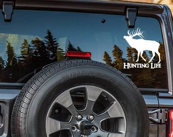 Autocollant mural pour voiture, chasse, élan, forêt, chasse, boussole, chasseur, montagnes, idée cadeau