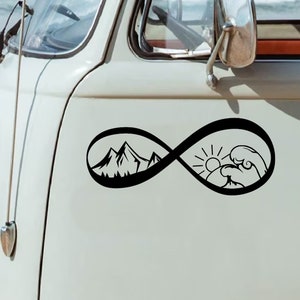 Infinity Sign Sun Waves Mountains Sticker/Decal/Gift Idea