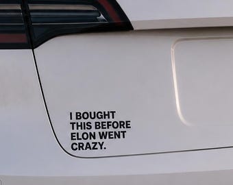 I Bought This Before Elon Went Crazy Car Decal – Funny EV Sticker – Electric Car Vinyl Decal