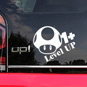 Mario Tod Level Up 1+Volkswagen/Sticker/Aufkleber/Geschenkidee