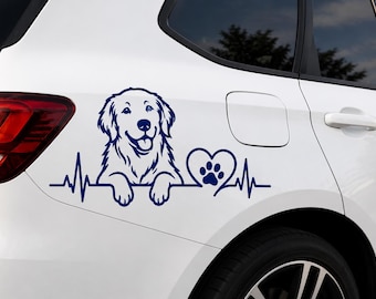 Golden Retriever Dog Car Stickers | Dog Paw Stickers | Dog Heartbeat ECG Stickers | Car Rear Window Stickers | Dog Mom Gift
