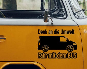 Think of the environment, take the bus! Car sticker, gift idea, environment, Greta, car, truck, exhaust, middle finger, gas, turbo