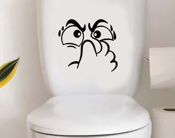 Pegatina de cara divertida para asiento de inodoro, pegatina, calcomanía, inodoro