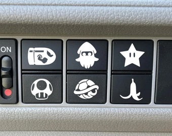6 stickers 2 x 2 cm Super Mario Auto Dash Buttons stickers | Video game stickers | Car stickers, bumper stickers, fun, funny, humor