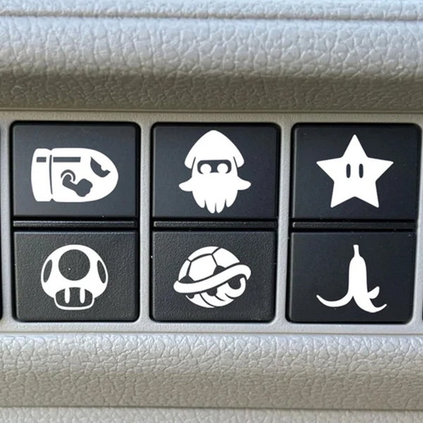 6 Sticker 2x2 cm Super Marion Auto Dash Buttons Aufkleber | Videospiel Aufkleber | Auto Aufkleber Autoaufkleber Spaß Witzig Humor Funny