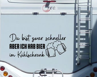 You're faster, but I've got beer in the fridge /Sticker, Funny, Holiday, Travel, Gift Idea, Trips, Guys, Car, VW Bus, Campervan